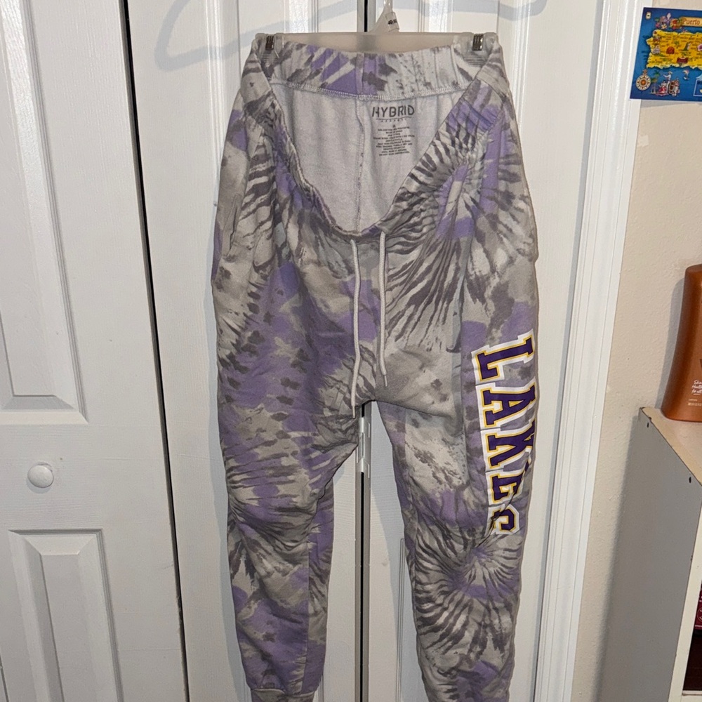 Hybrid Apparel Purple and Gray Tie-Dye Joggers
